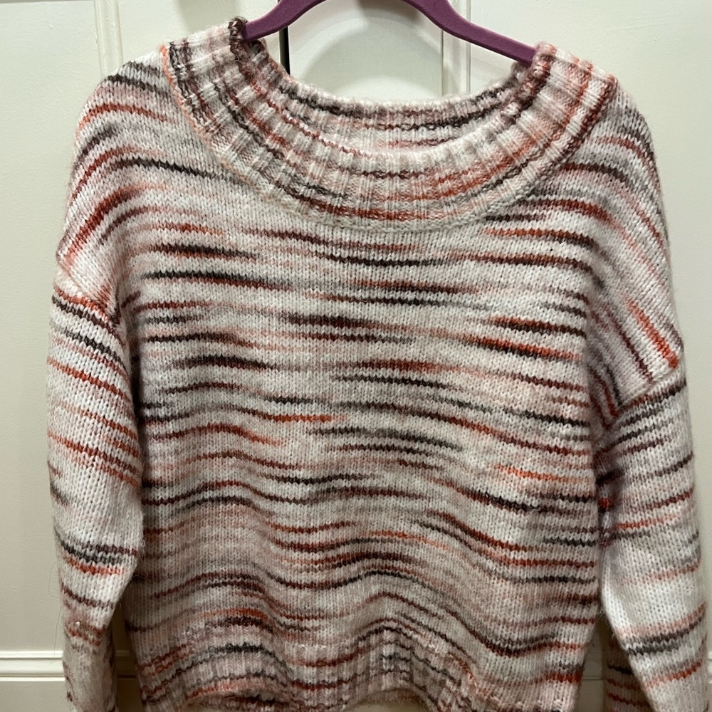 Central Park West Marled Knit Sweater - Red, Black, Cream